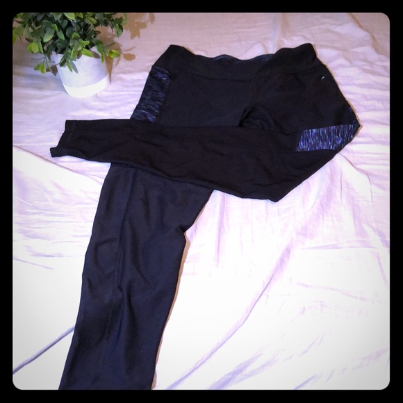 Pants - Black Leggings with Subtle Blue and Green Sides